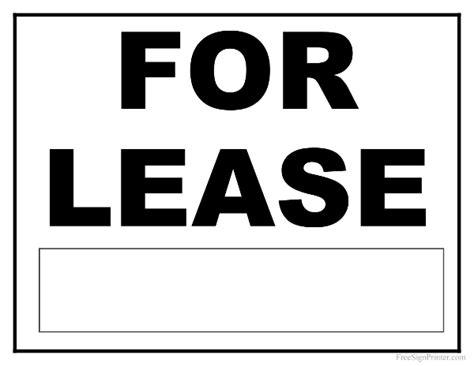 Printable For Lease Sign